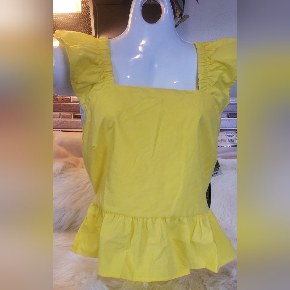 Yellow Ruffled Sleeveless Top